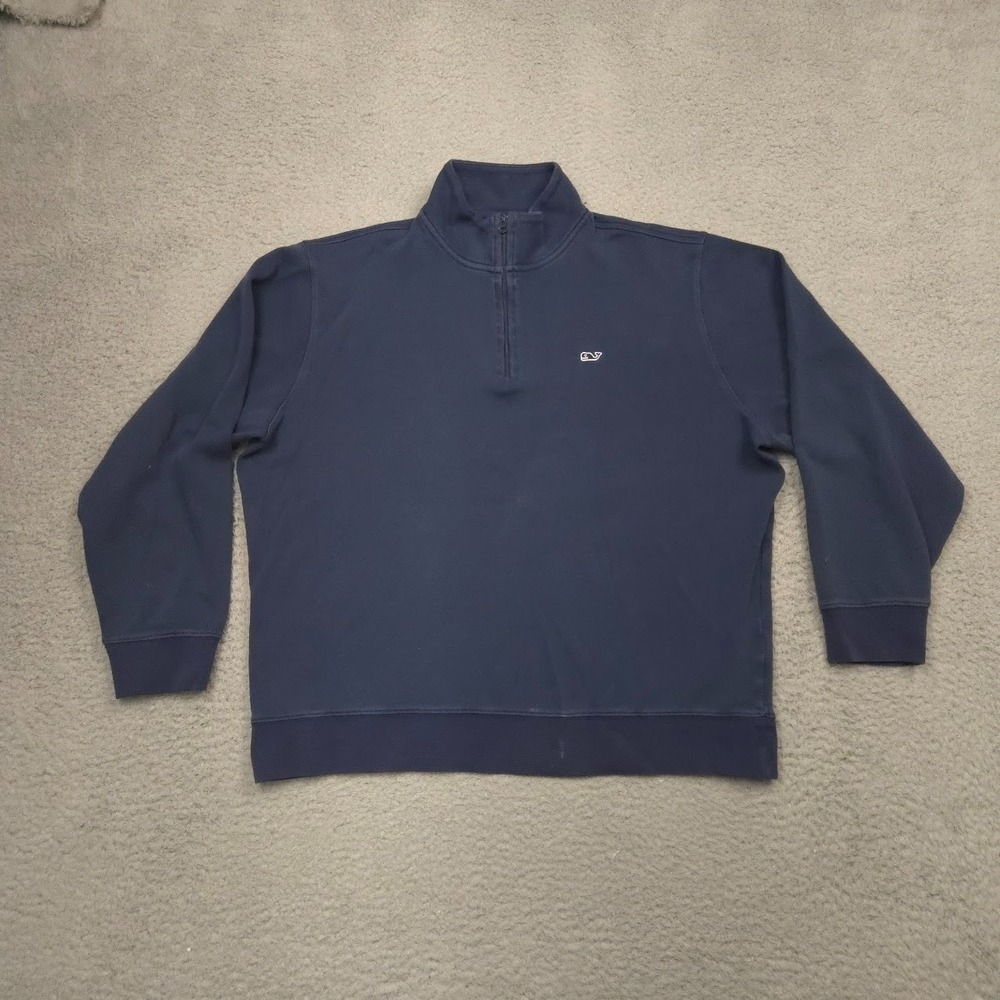 Vineyard Vines Quarter Zip Pullover Mens L Navy Stand Collar‎ Pima Cotton